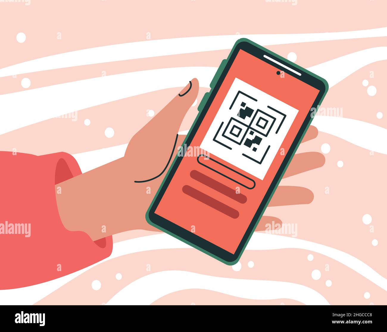 Hand Using Qr Code hand using qr in smartphone Stock Vector Image & Art - Alamy