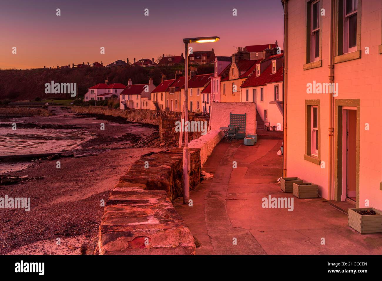 This is a view along the shoreline of the village of Pittenweem which is located in the East Neuk of Fife, Scotland, UK Stock Photo