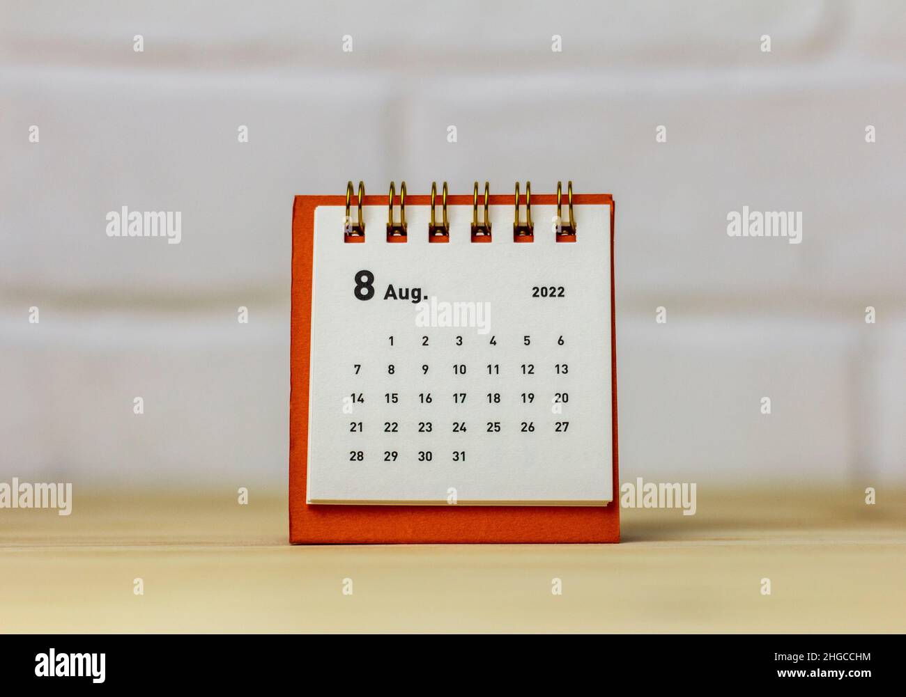 Desk calendar for August 2022 tabletop with copy space Stock Photo Alamy