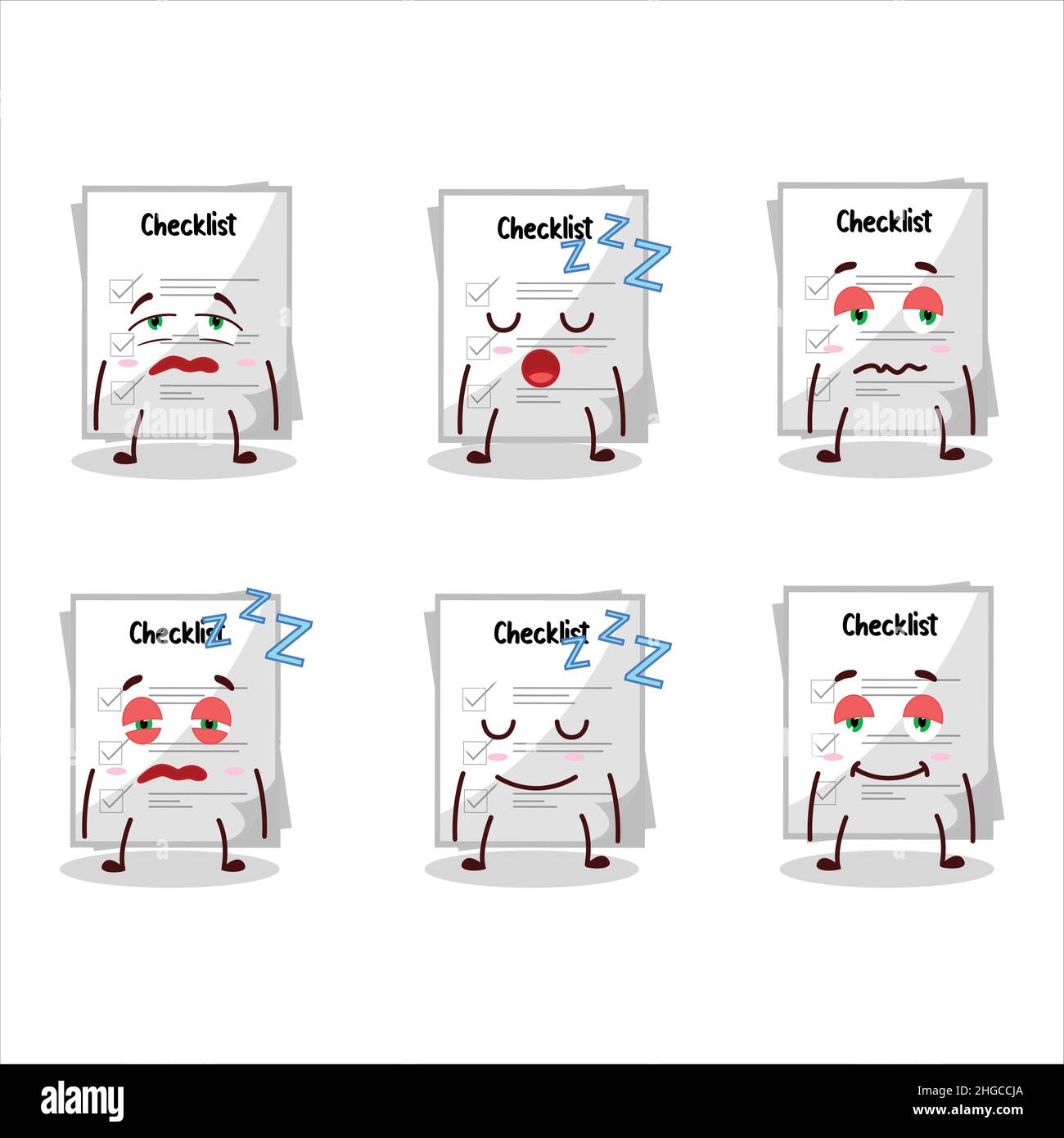 Cartoon character of paper sheet with sleepy expression. Vector ...