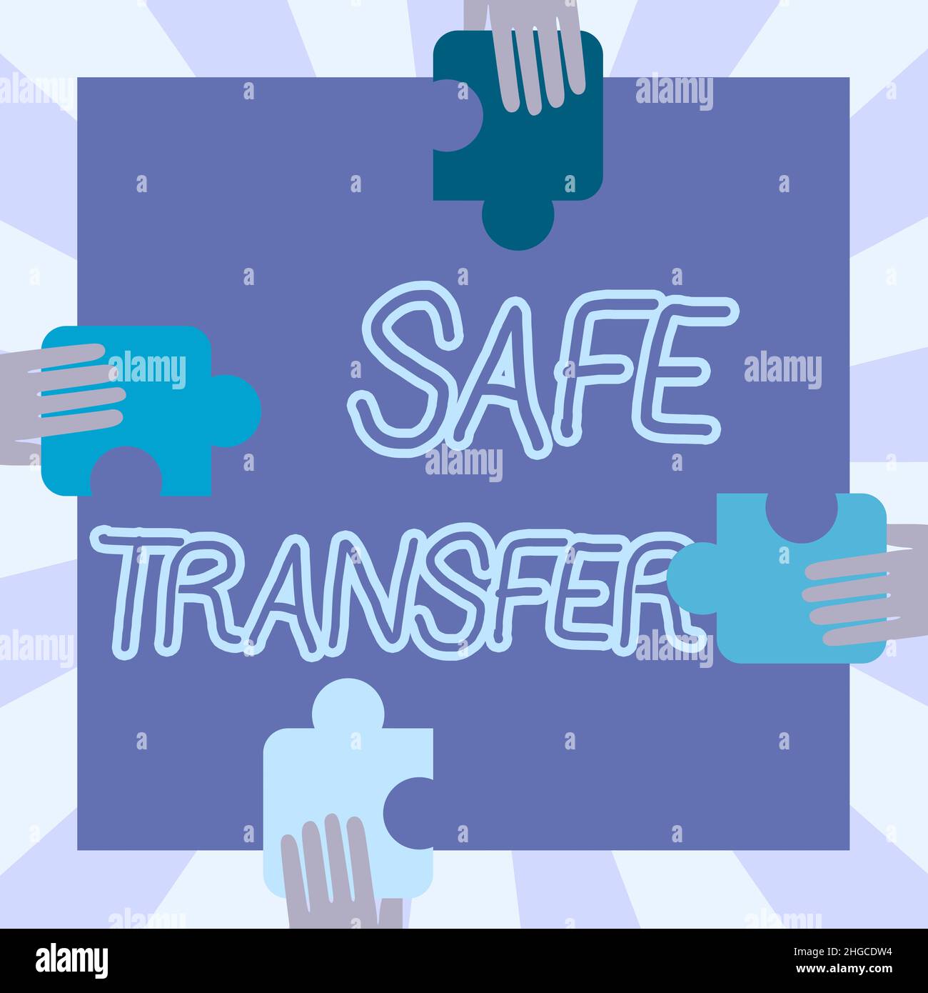 Text caption presenting Safe Transfer. Business overview transmitting ...