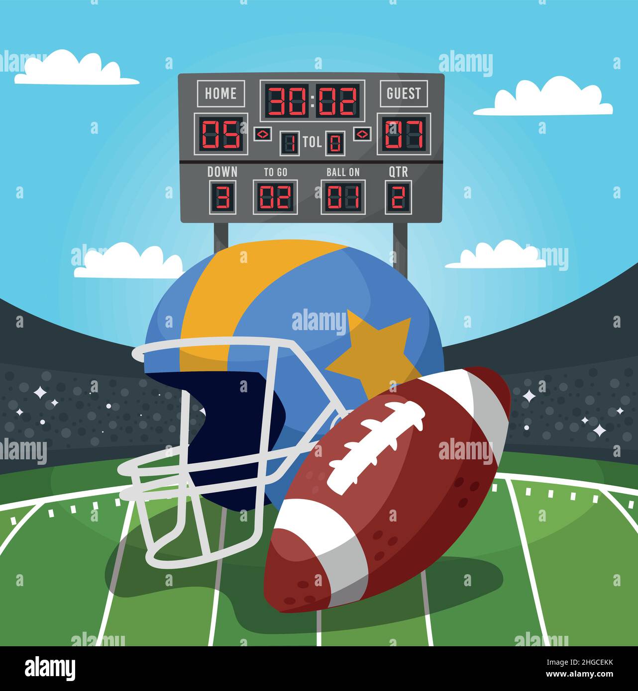 american football scene Stock Vector