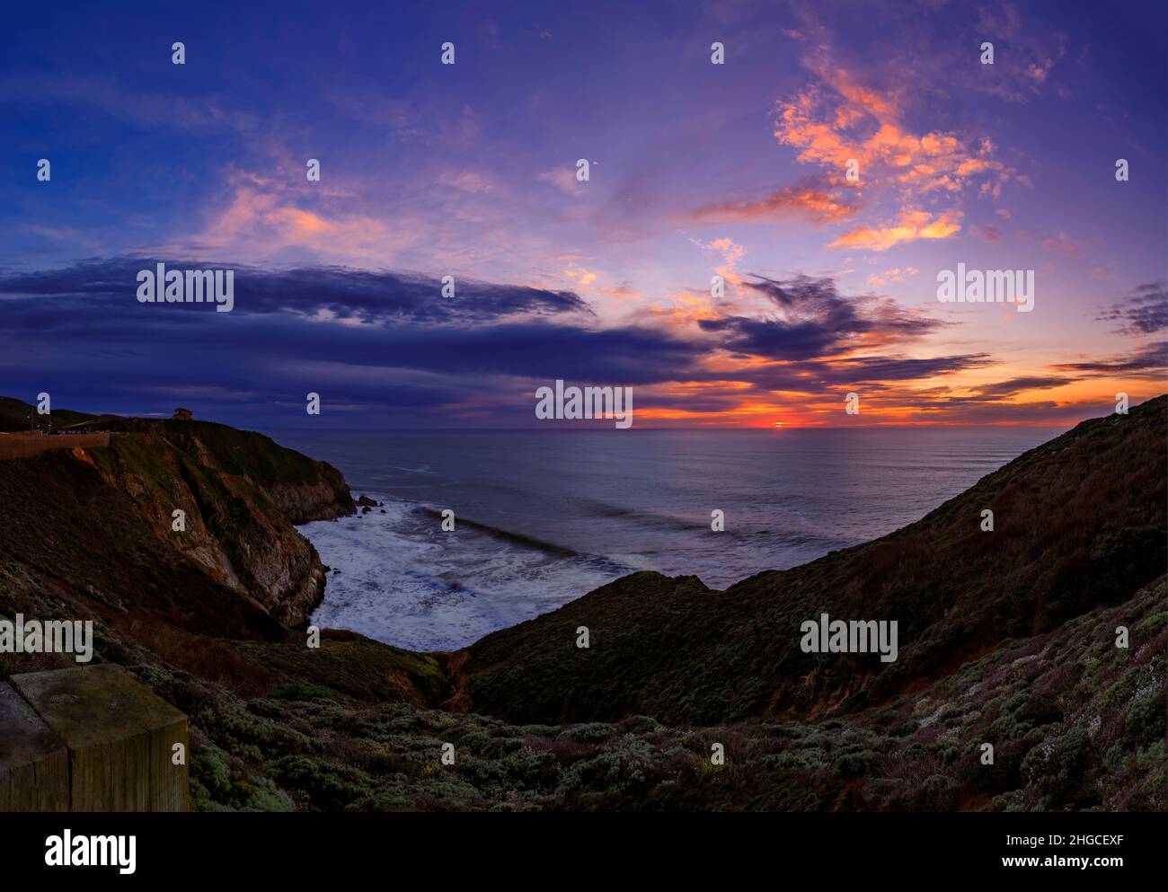 Rugged coastal cliffs by the Devil's Slide trail in California at ...