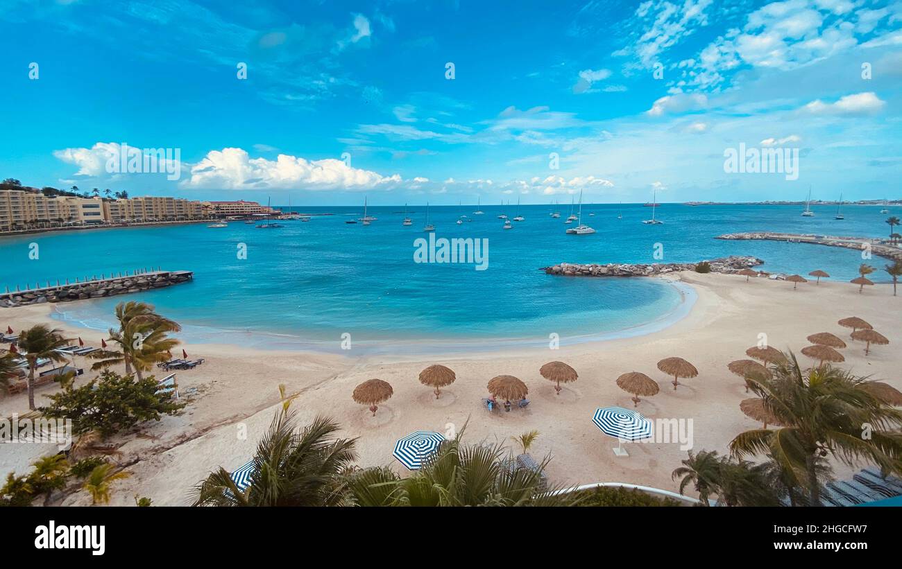 simpson bay sint maaten may 10 2021 empty beach in sint maarteen due to covid 19 pandamic Stock Photo