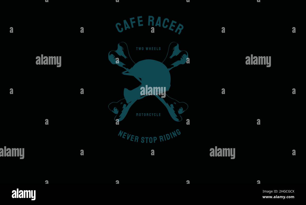 cafe racer helmet vintage motorcycle monogram text vector template ...