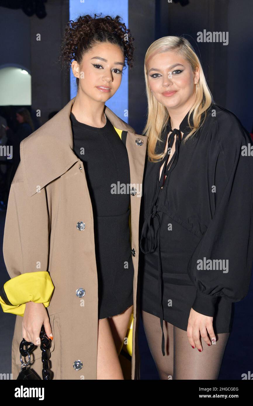 Paris, France. 19th Jan, 2022. Léna Mahfouf and Louane attend the AMI
