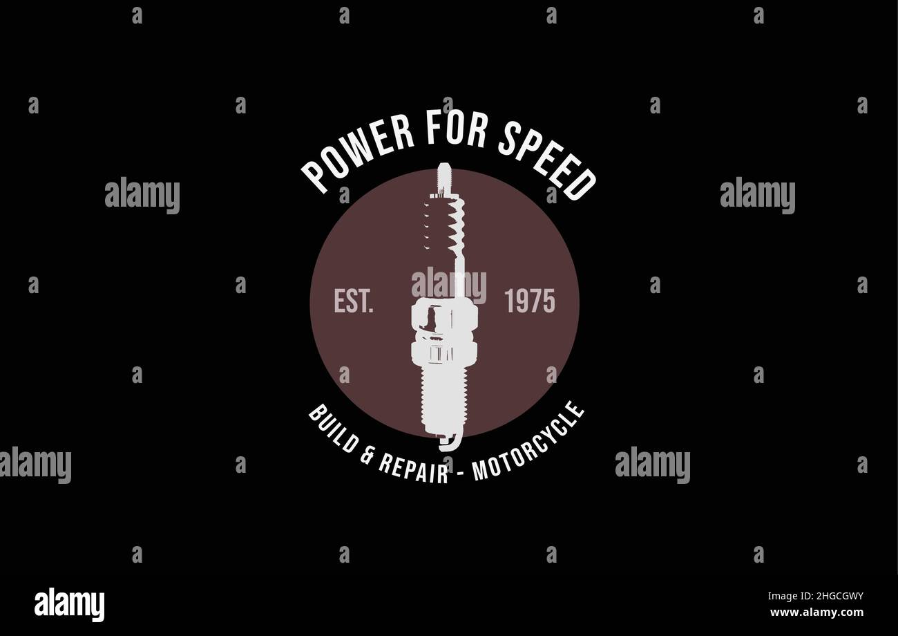 power for speed vintage motorcycle monogram text vector template Stock ...