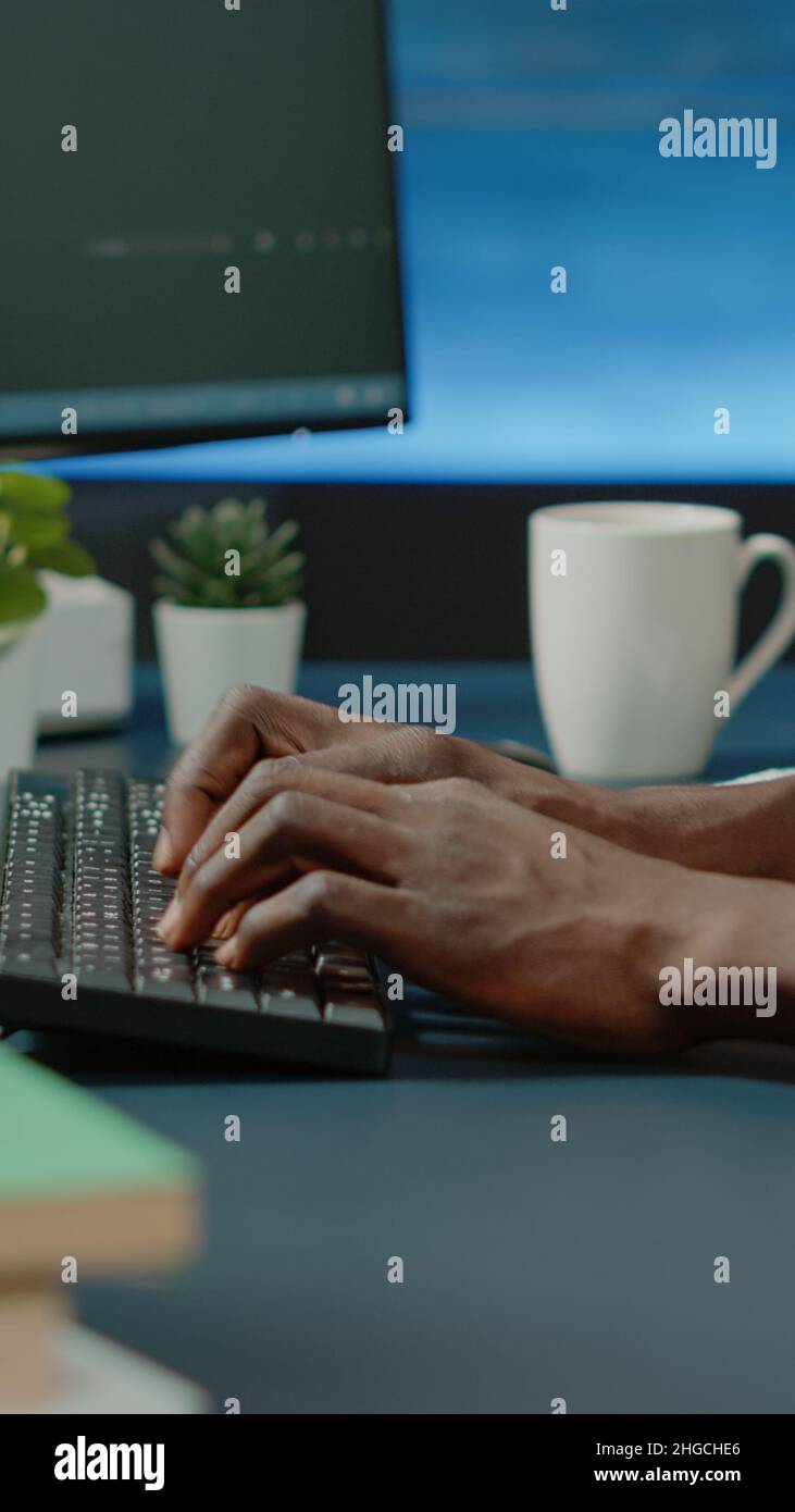 Close up black hands coding hi-res stock photography and images - Alamy