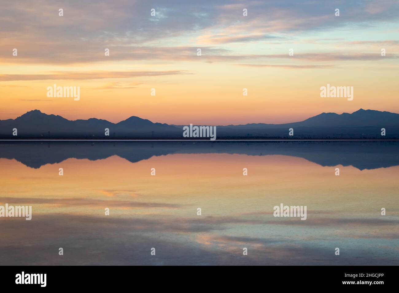 Azure Mountains and Lake Sunset Stock Photo - Alamy