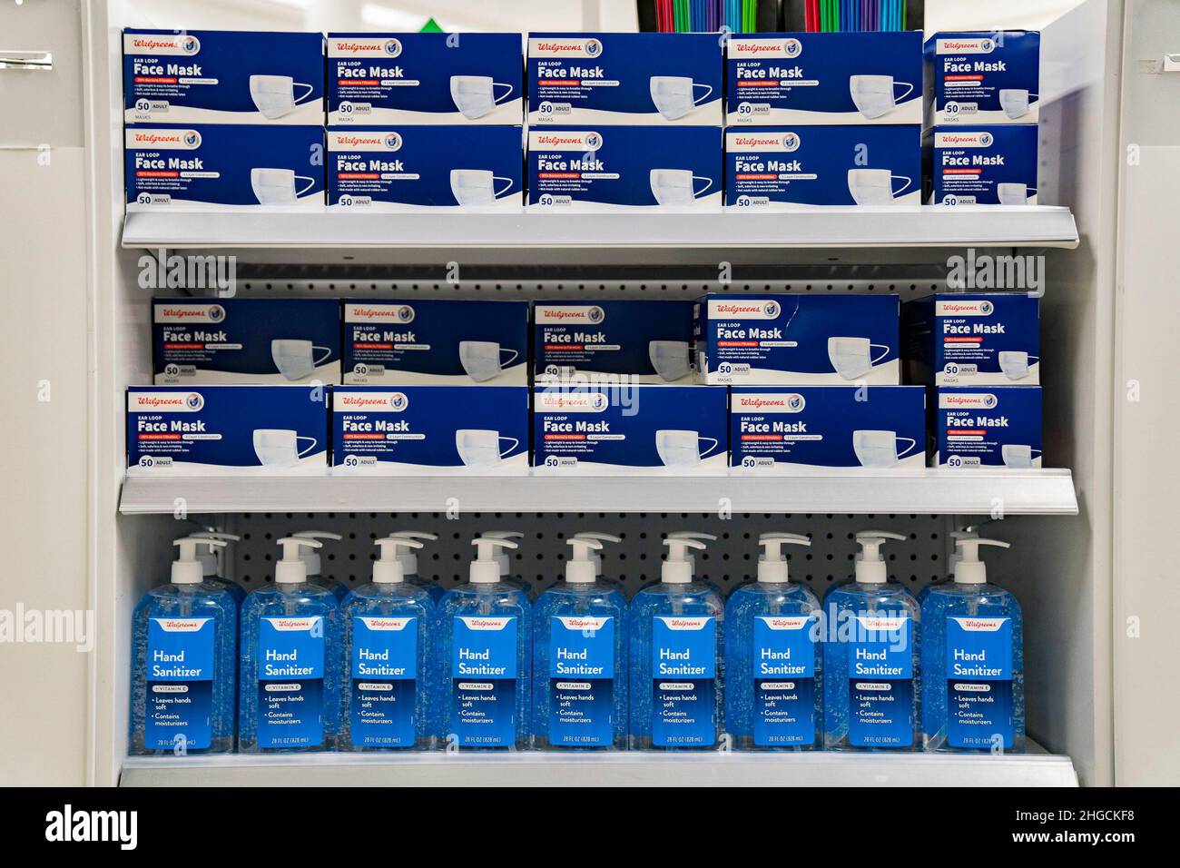 Flowflex COVID19 antigen athome rapid tests line the shelves of