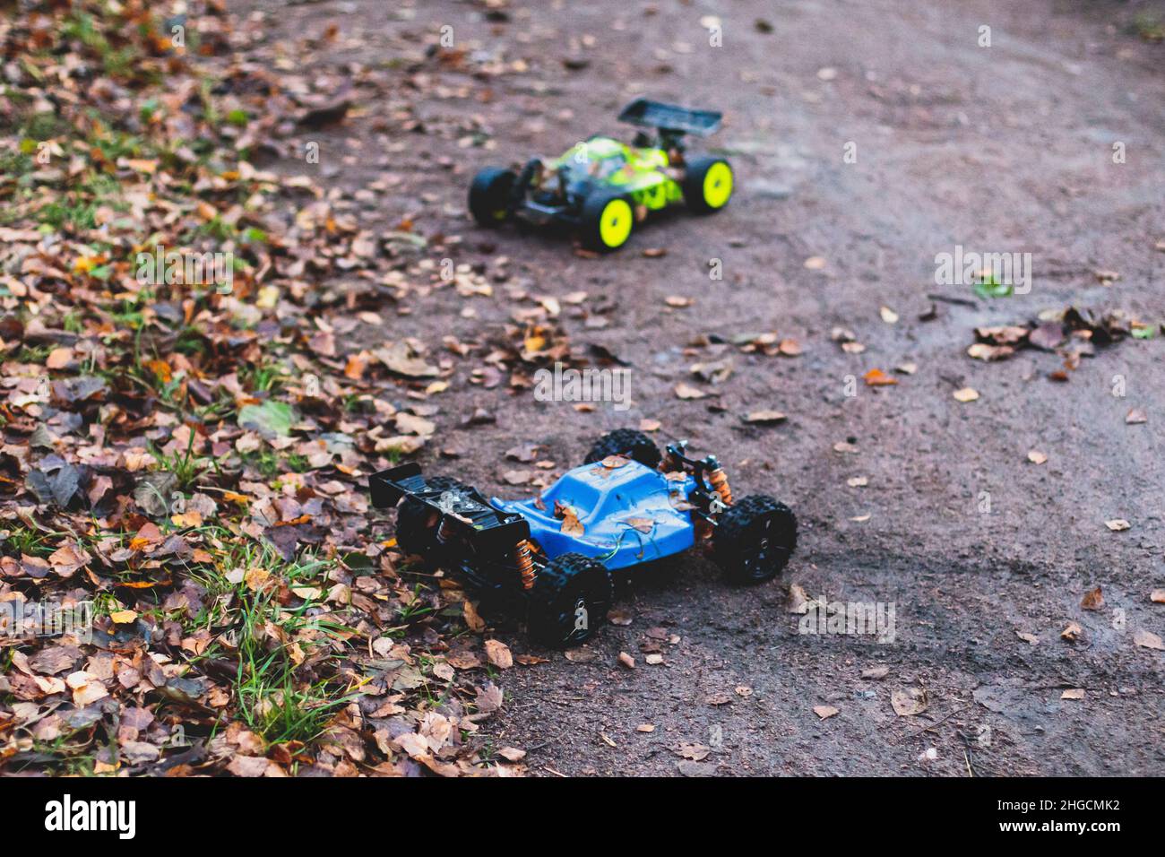 Radio controlled buggies cars race, process of rc wireless model toy