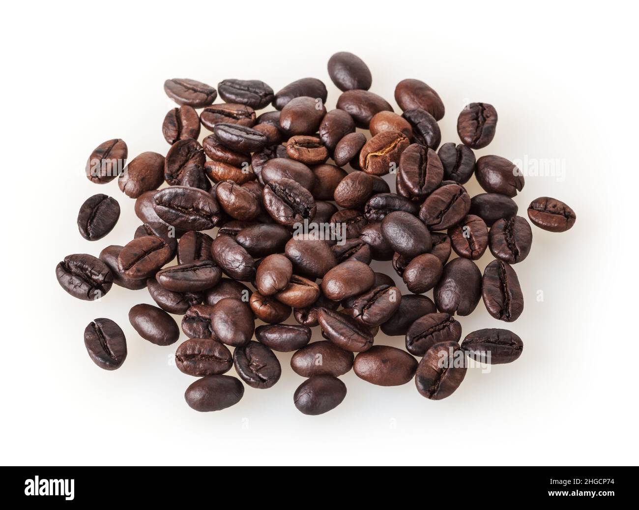 Roasted coffee beans isolated on white background Stock Photo - Alamy