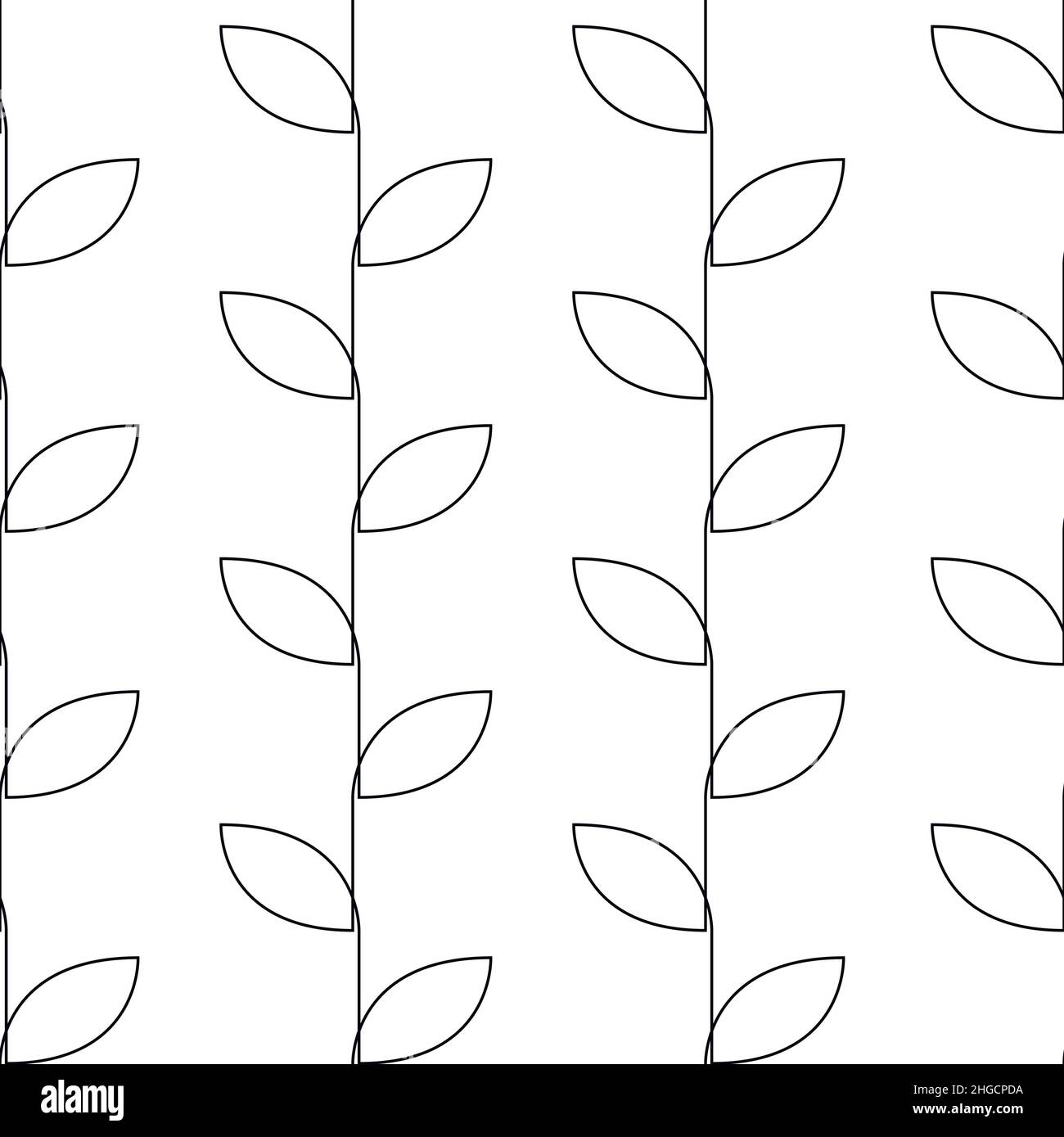 Linear leaves seamless pattern. Spring surface print. Botanic motif. Eco, natural, organic concept background. Continuous single line design. Modern s Stock Vector