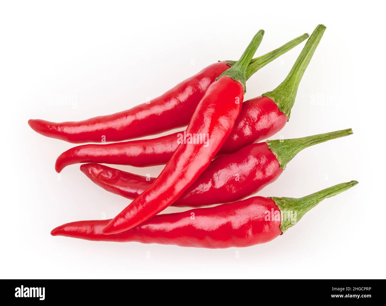 Red cayenne peppers isolated on white background Stock Photo