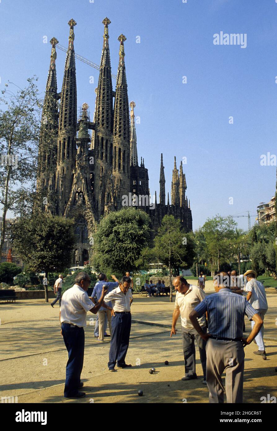 Spain Barcelona Sagrada Familie petanque architect Antoni Gaudi build entre 1904-1906 Stock Photo