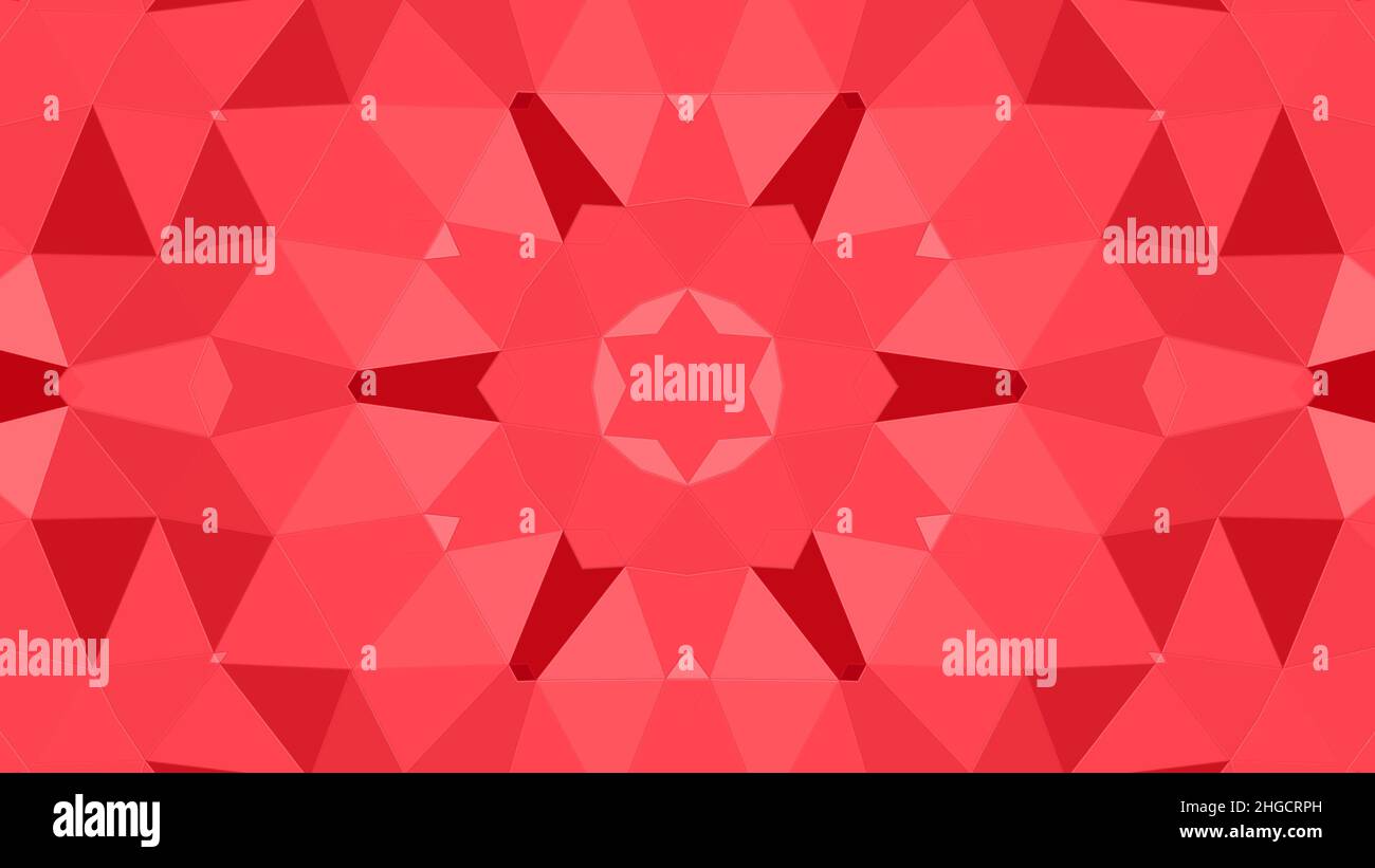 A bright red low poly abstract with a kaleidoscopic appearance Stock Photo