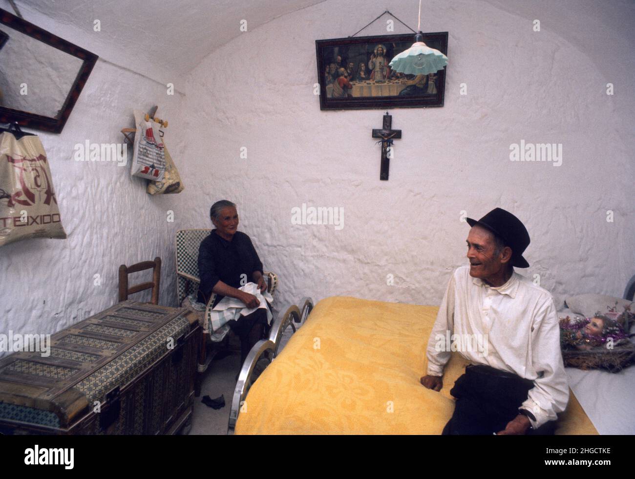 Spain Andalousie Gorafe spanish people cuevas troglodites houses Stock Photo