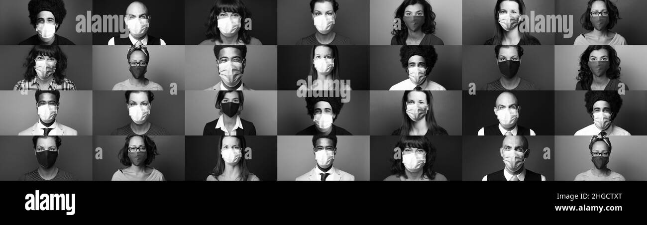 Woman wearing medical face mask Black and White Stock Photos & Images ...
