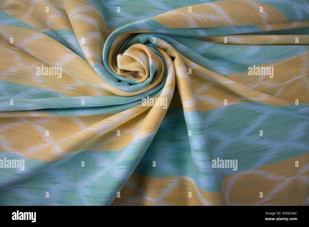 Close up of texture of hand woven cotton cloth, Thai cotton natural colour dyed Stock Photo