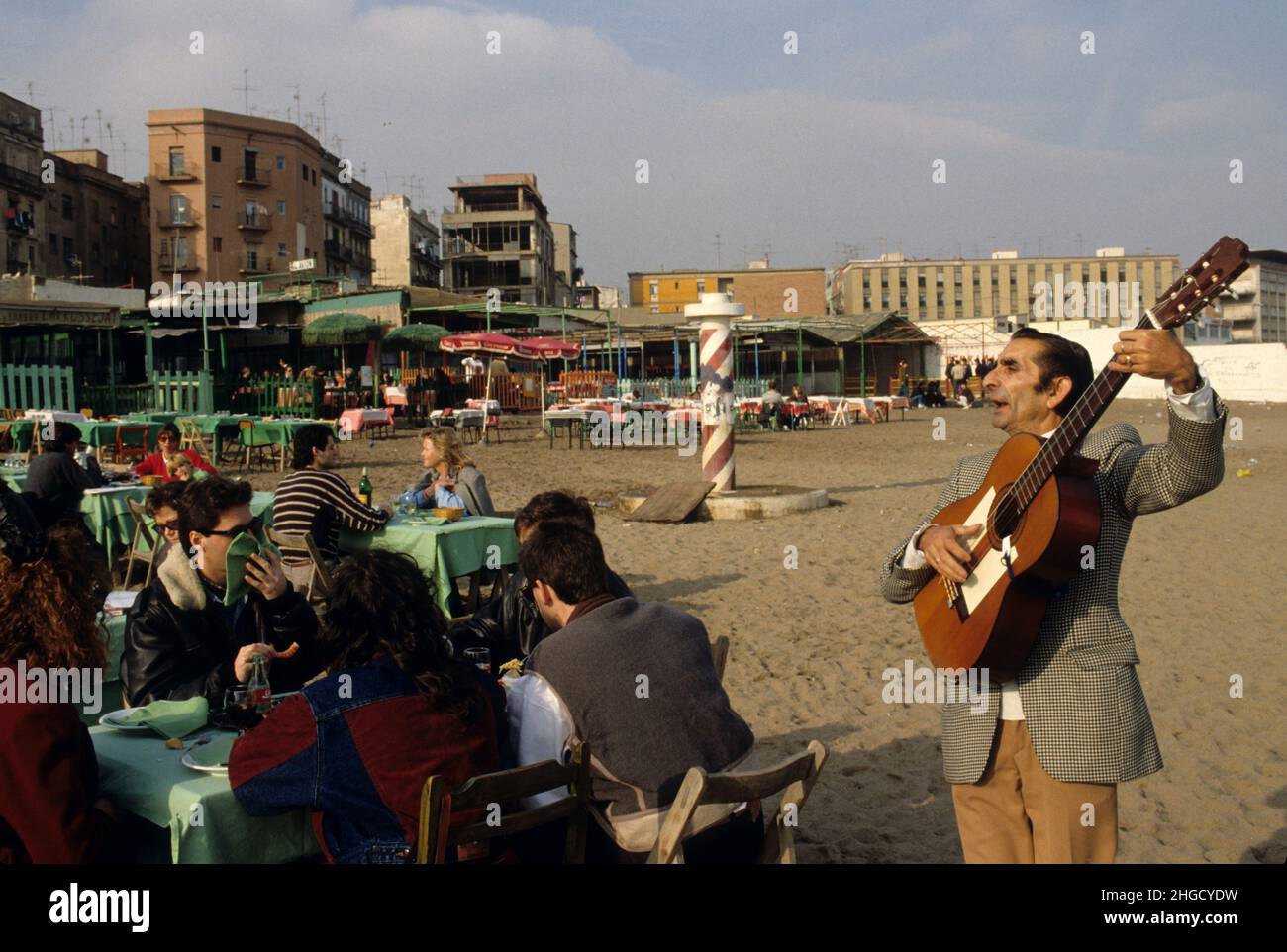 Spain Barcelona cataluna barceloneta sea side folkloric flamenco 1992 Stock Photo