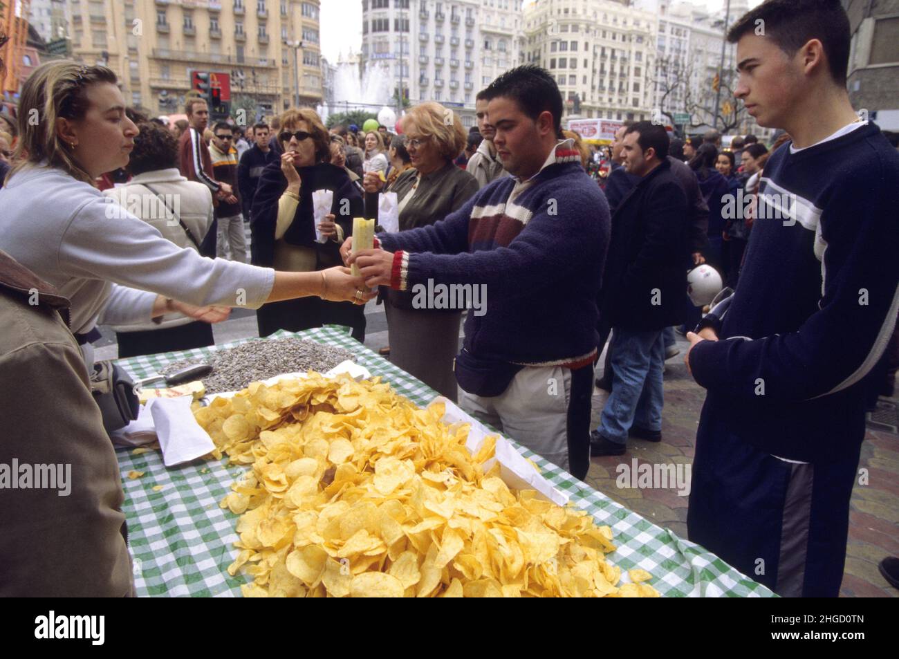 spain Valencia Las fallas chips sold in the street Stock Photo