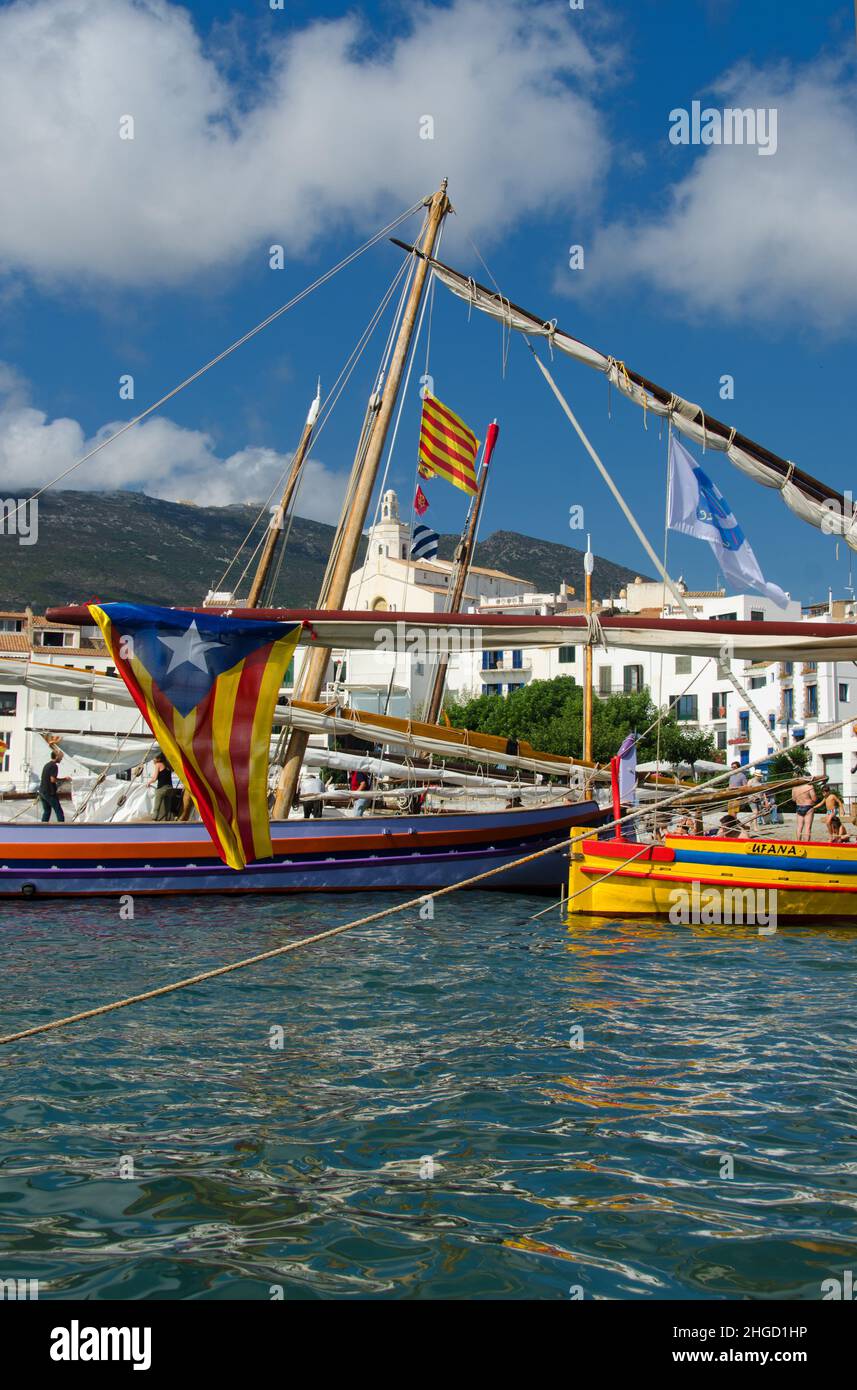 Spain costa brava cadaqués tradional catalan fishing boat Dali's village Stock Photo