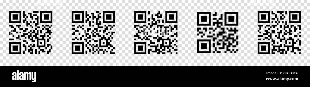Vector QR codes sample for smartphone scanning. Vector illustration isolated on transparent background Stock Vector