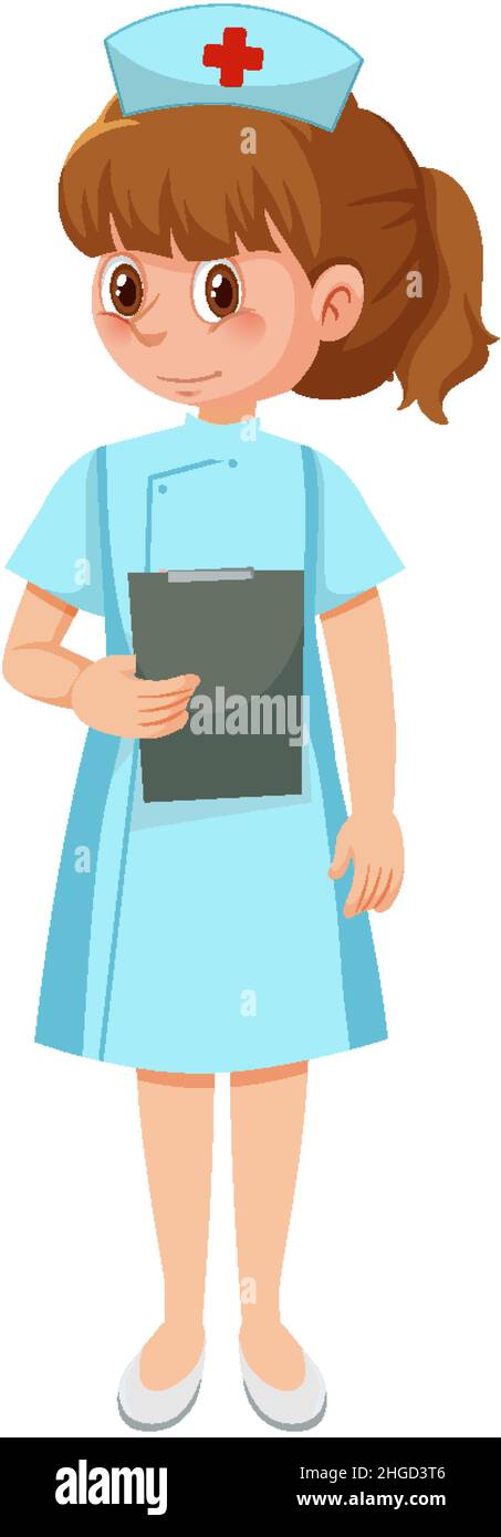 Cute nurse cartoon character on white background illustration Stock Vector  Image & Art - Alamy