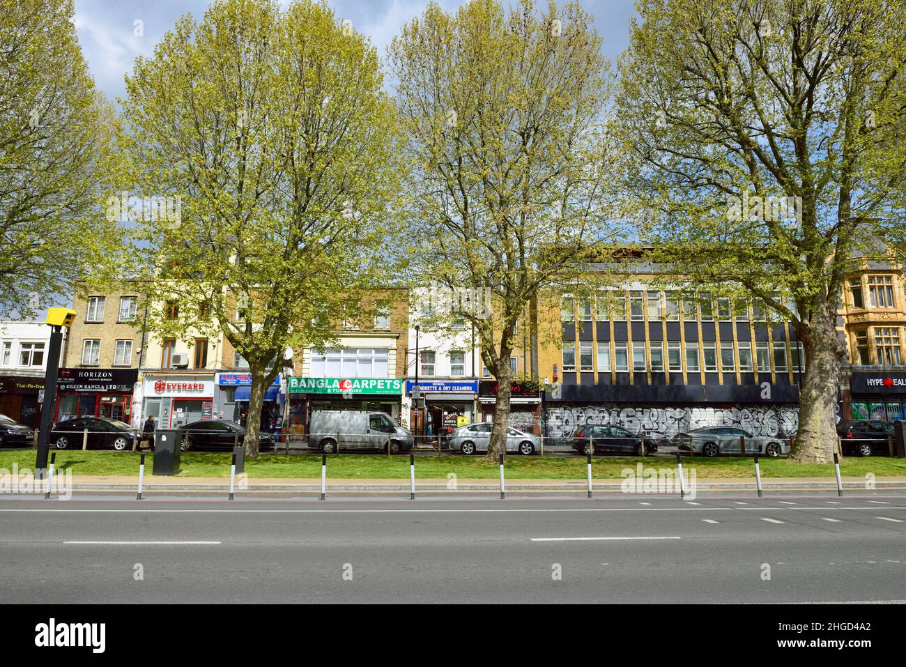 Speed Camera and Mile End Road, Tower Hamlets, East London, United Kingdom Stock Photo