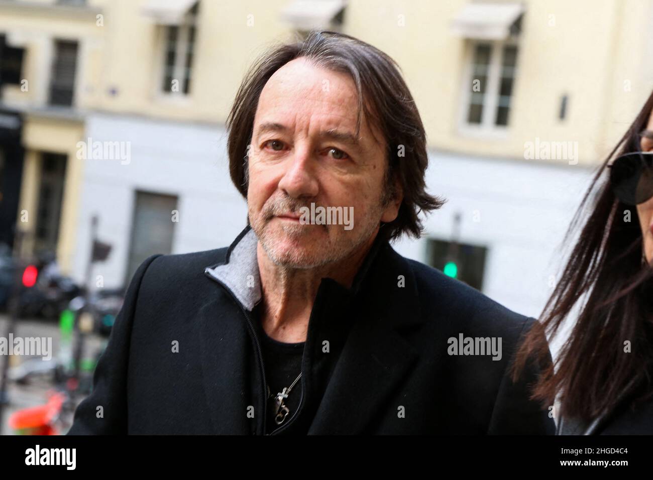 Paris, France. 20th Jan, 2022. Jean-Hugues Anglade the funeral of French  cinema director Jean-Jacques Beineix at Saint Roch church in Paris, France  on January 20, 2022. Beineix whose films include Diva, The