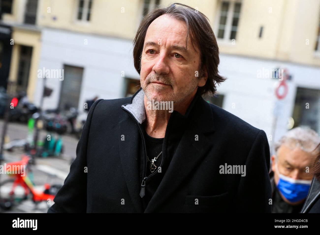 Paris, France. 20th Jan, 2022. Jean-Hugues Anglade the funeral of French  cinema director Jean-Jacques Beineix at Saint Roch church in Paris, France  on January 20, 2022. Beineix whose films include Diva, The