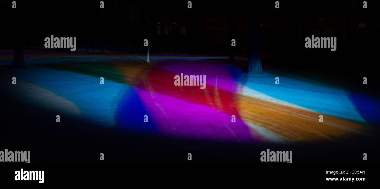 color projection on the floor outside Stock Photo