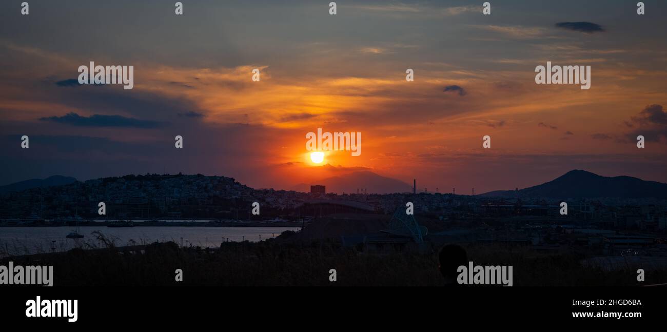 Sunset at Stavros Niarchos Foundation Stock Photo