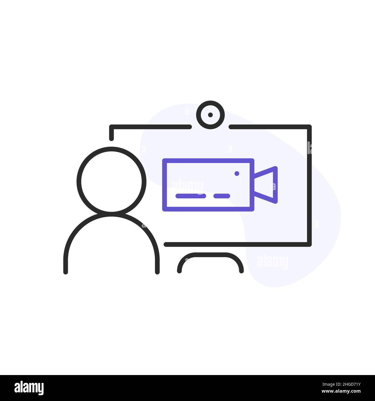 Computer with two people conferencing, online meeting Stock Vector