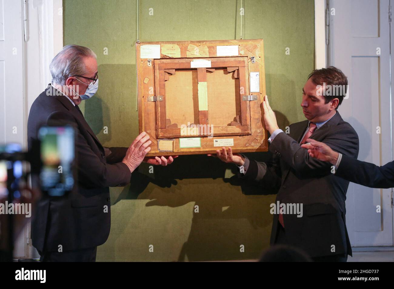 Paris, France. 20th Jan, 2022. Presentation of the painting ‘A Basket
