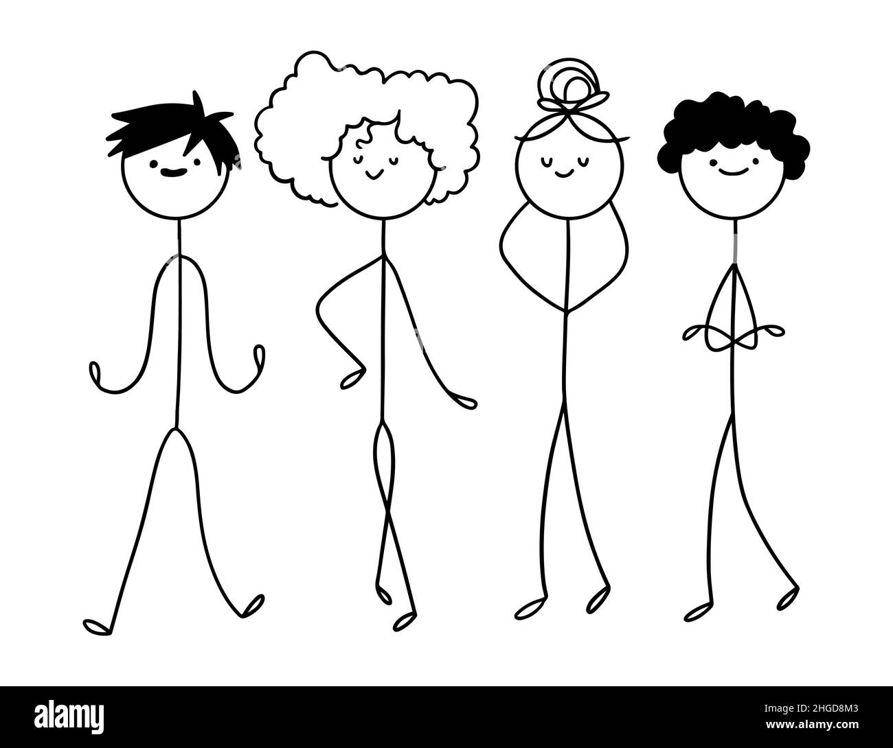 Hand Drawn Stickmen Set Vector Illustration Stock Vector Image Art 