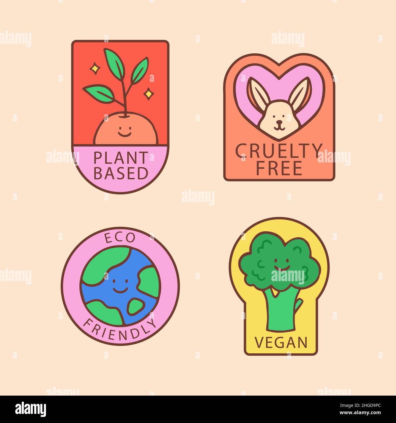 Hand drawn flat design eco friendly labels Vector illustration Stock ...
