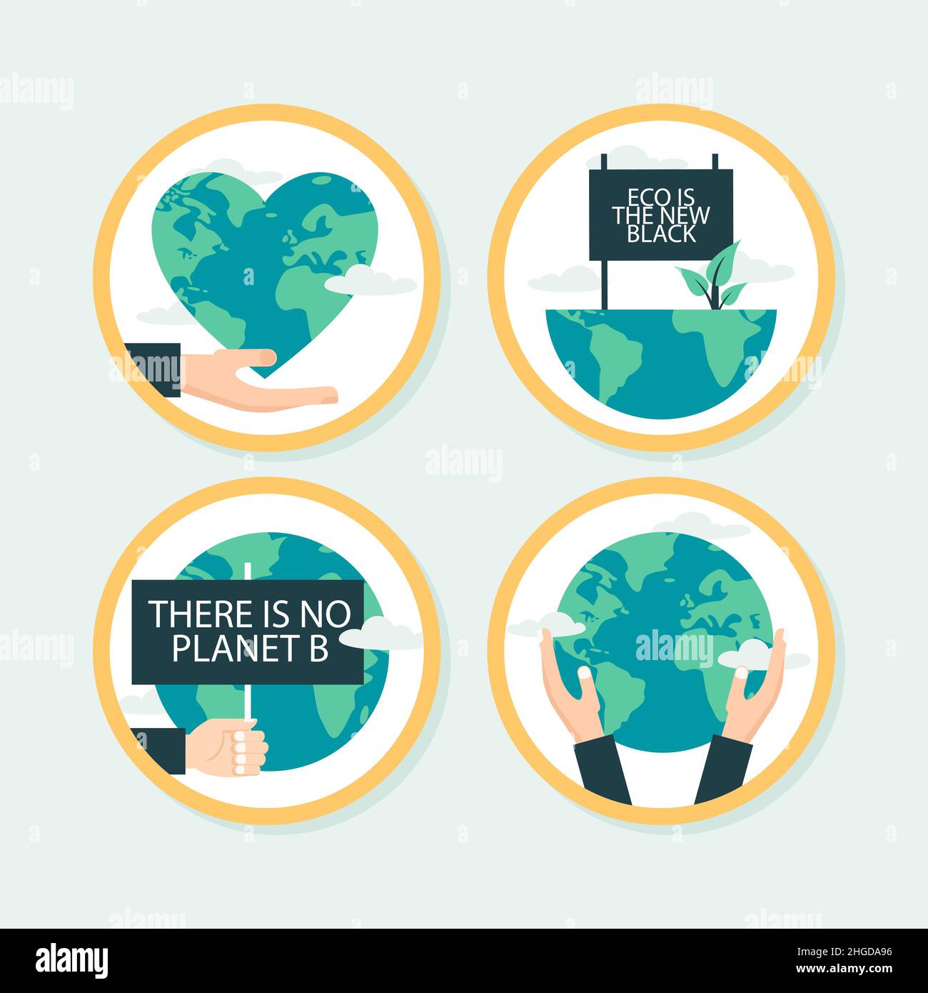 Hand drawn flat design eco friendly labels Vector illustration Stock ...
