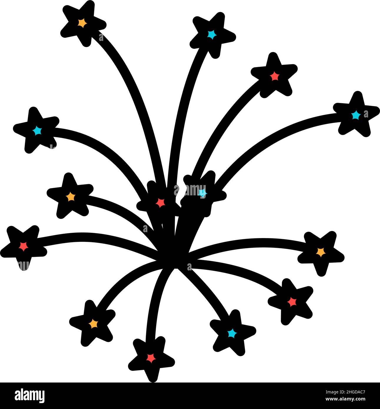 Fireworks Icon. Editable Bold Outline With Color Fill Design. Vector ...