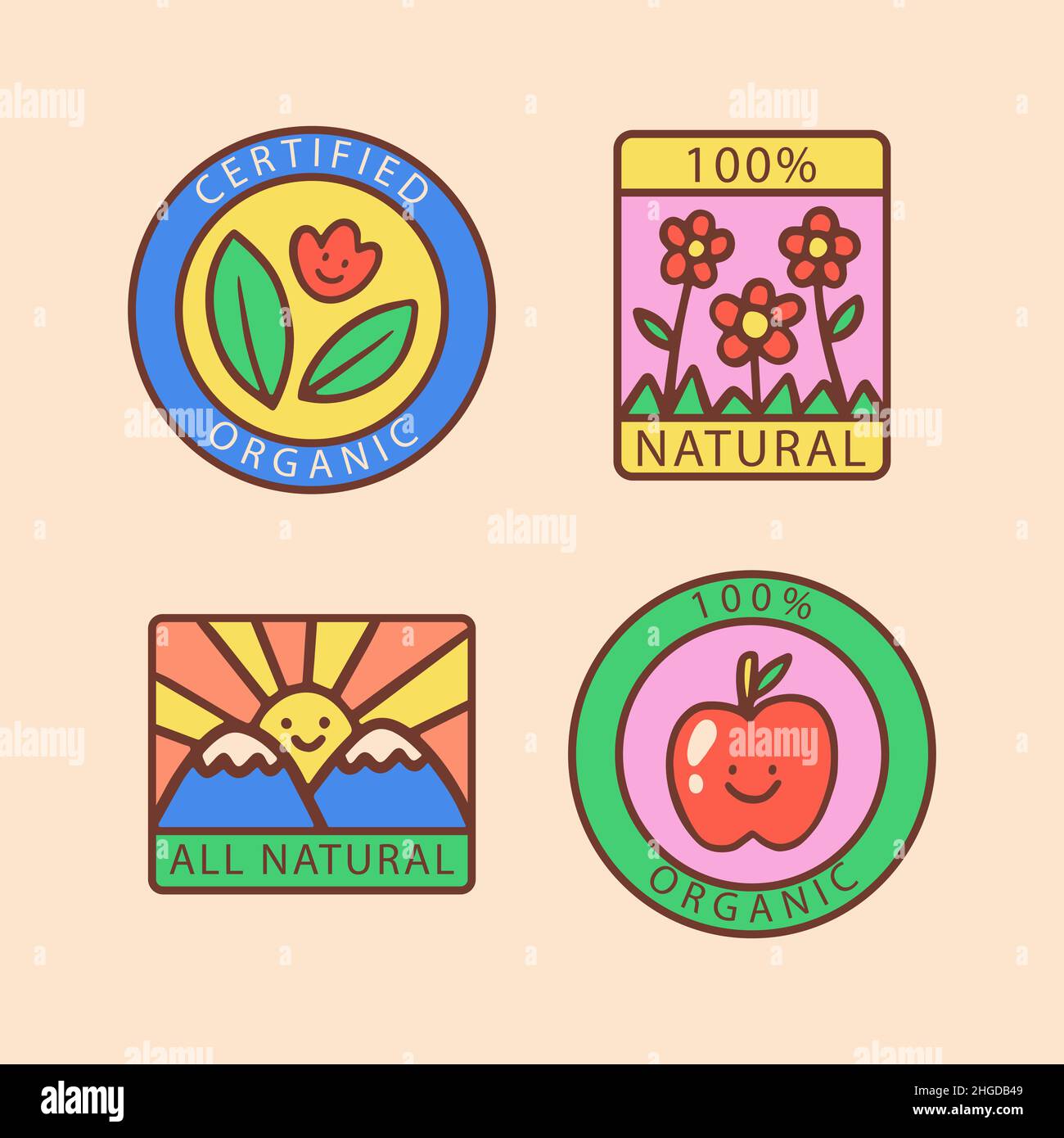 Hand drawn flat design eco friendly labels Vector illustration Stock ...