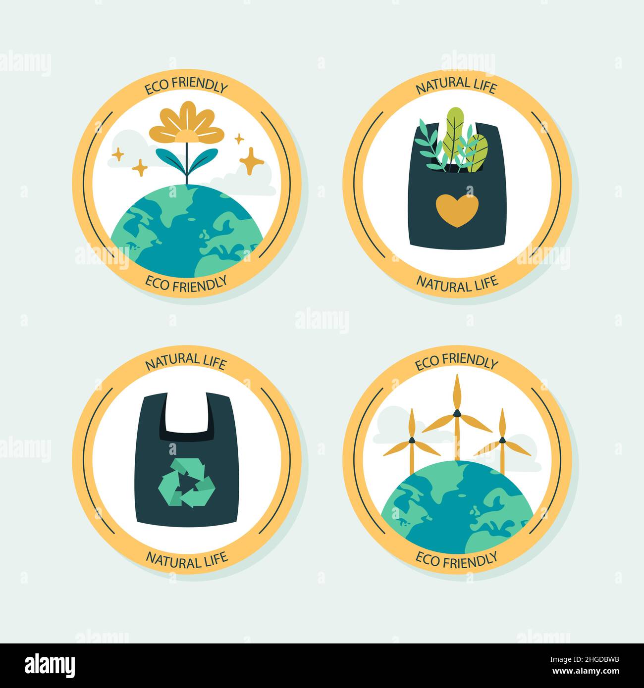 Hand drawn flat design eco friendly labels Vector illustration Stock ...