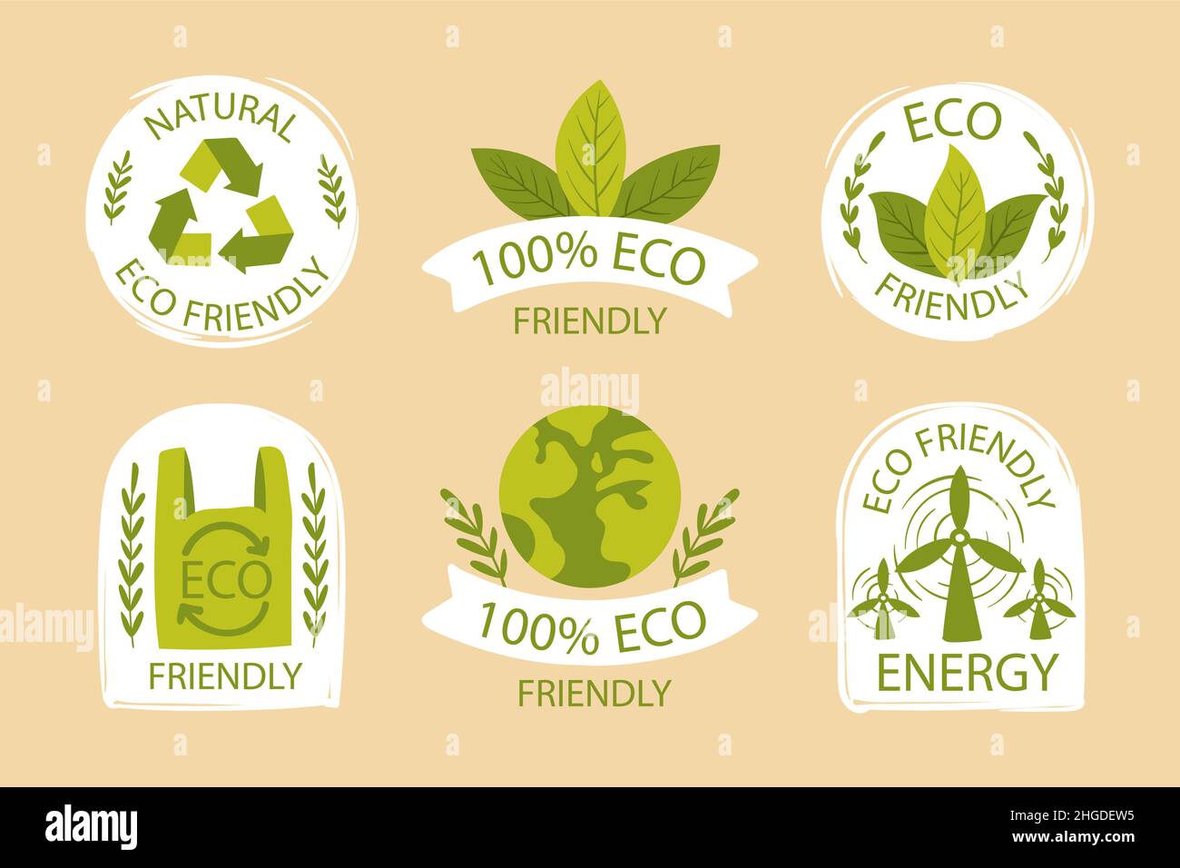 Hand drawn flat design eco friendly labels Vector illustration Stock ...
