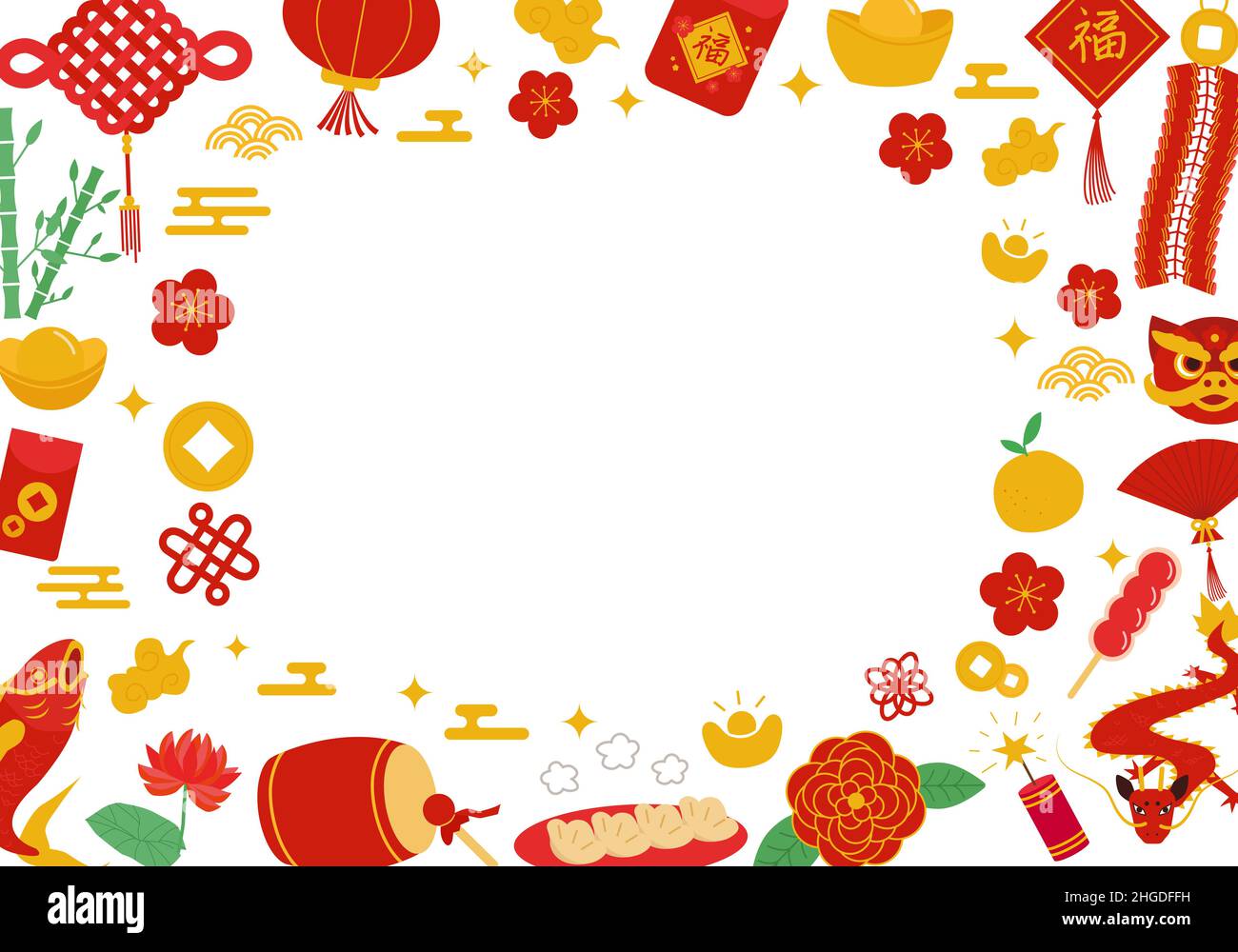 Happy Chinese New Year Banner Background With Corner Decoration
