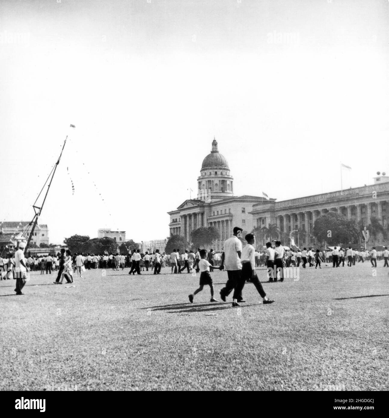 The Padang and the City Hall buildings during celebrations  in Singapore 1967 Stock Photo