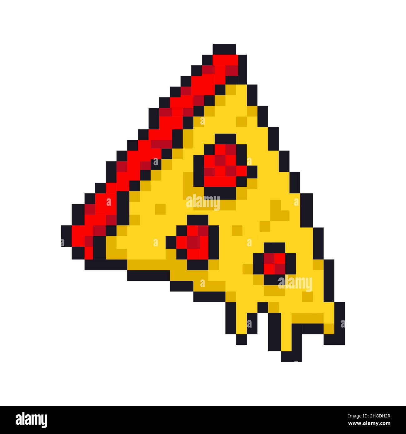 Pizza pixel art piece is pixelated fast Royalty Free Vector