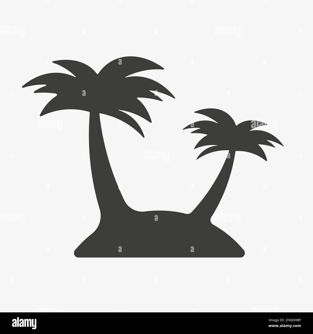 Silhouette of palm trees on island vector icon Stock Vector Image & Art ...