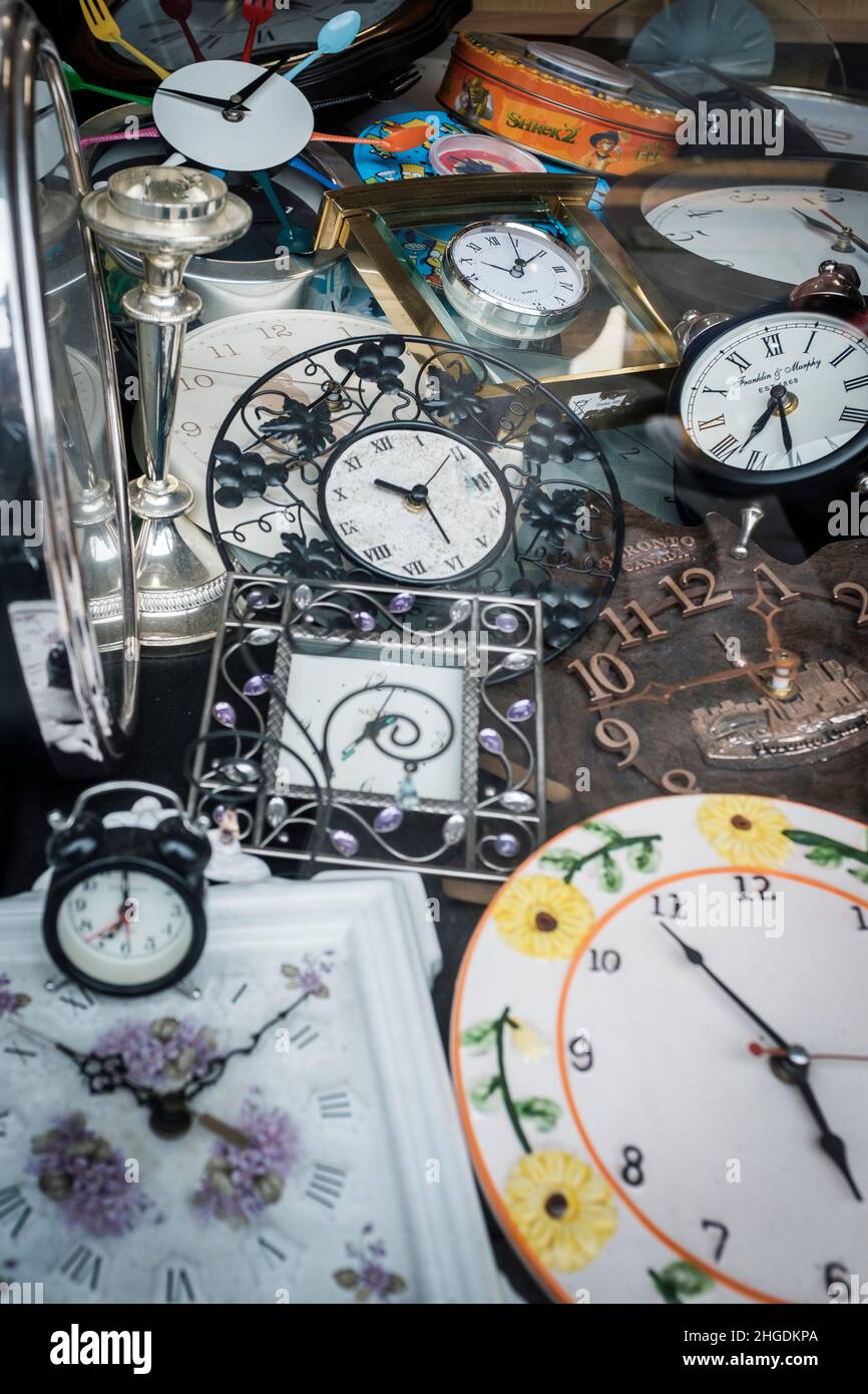 Various Clocks-all shapes and sizes Stock Photo