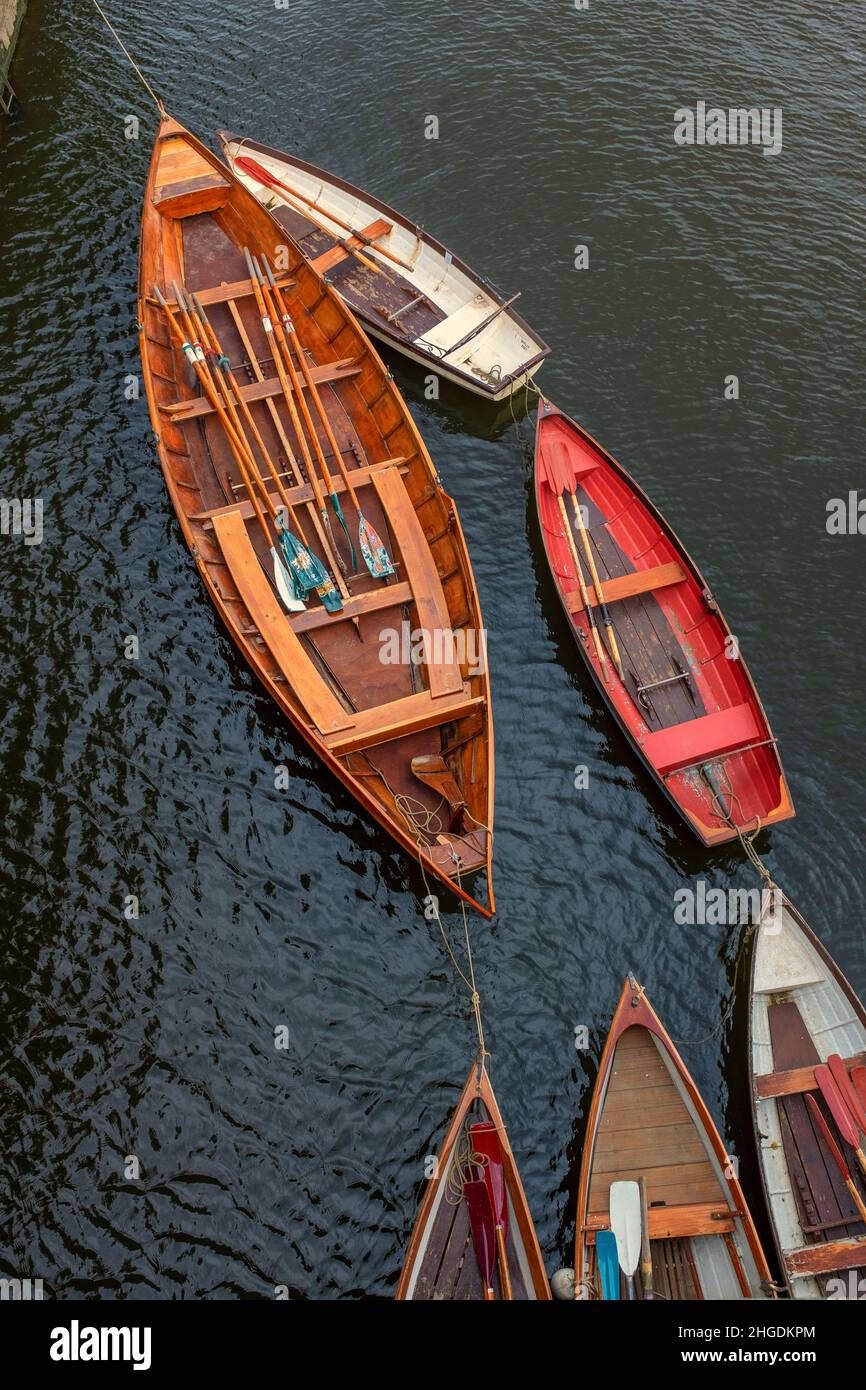 Top view of Rowing Boats,Richmond Upon Thames, England Stock Photo
