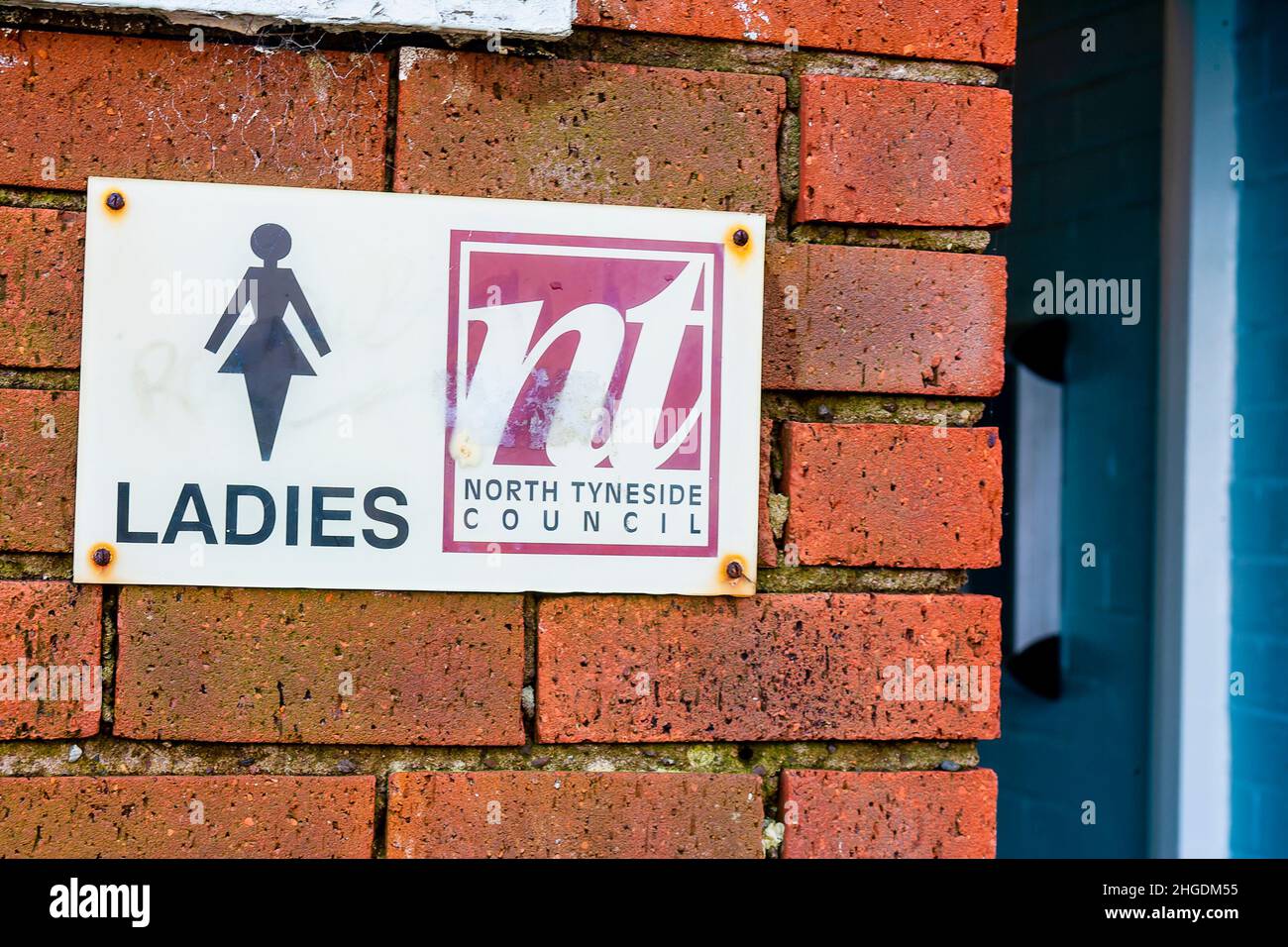 Sign at the entrance to the Ladies along the seafront in Whitley Bay Stock Photo