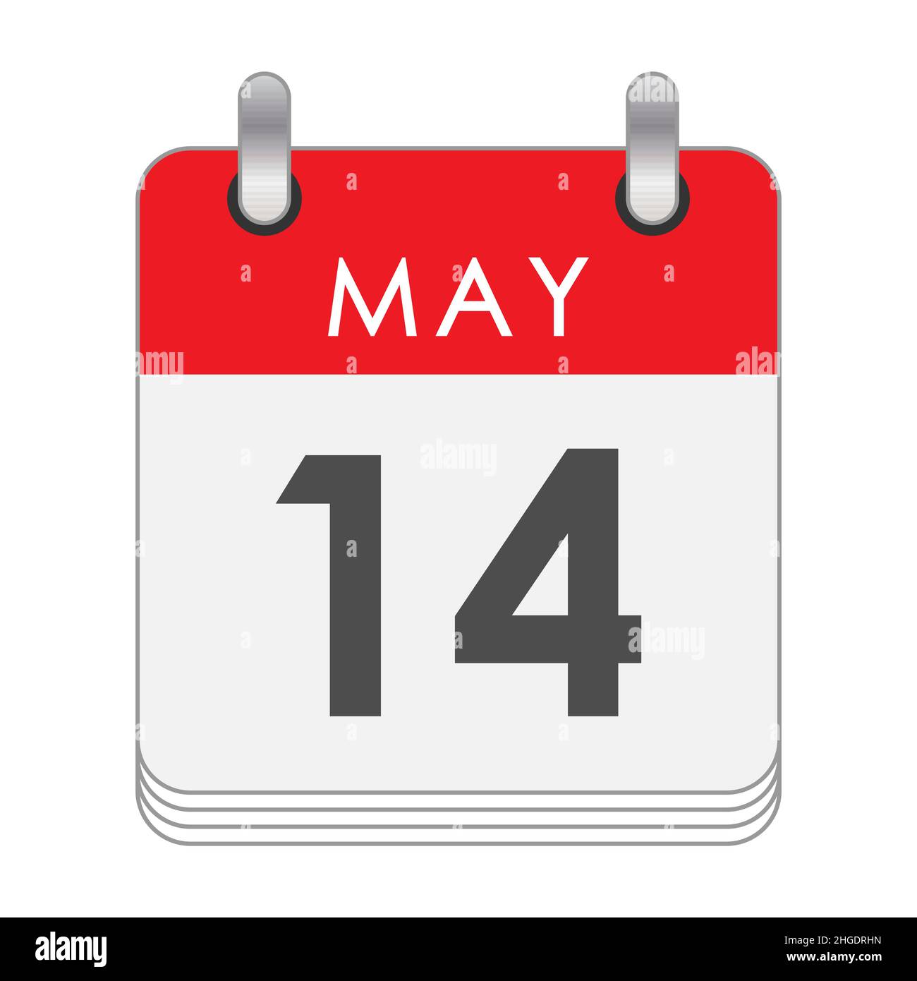 May 14. A leaf of the flip calendar with the date of May 14. Flat style ...